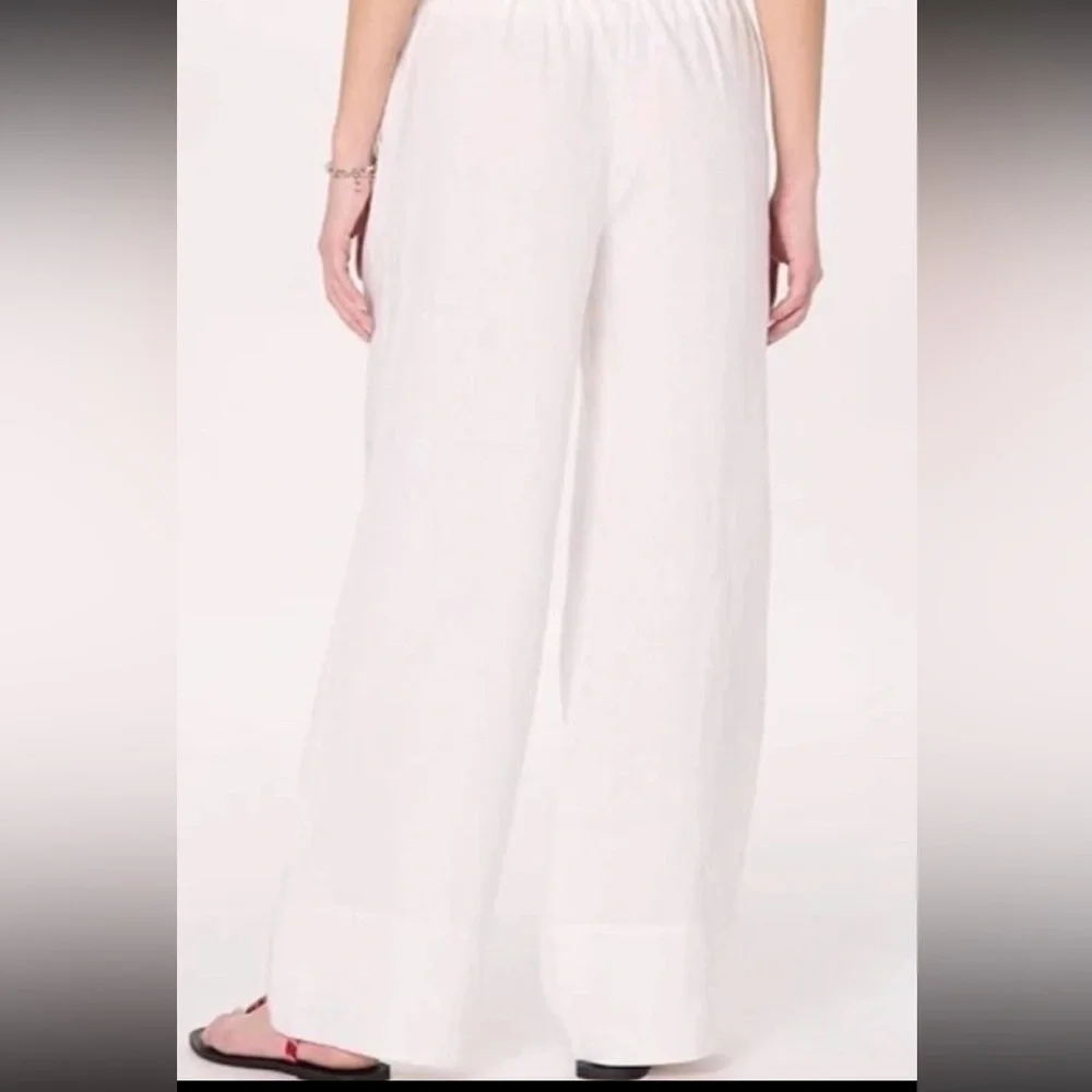 NWT Women’s The Drop Bonni Wide Leg Linen Pants. Size Large. White. Drawstring - Picture 3 of 6